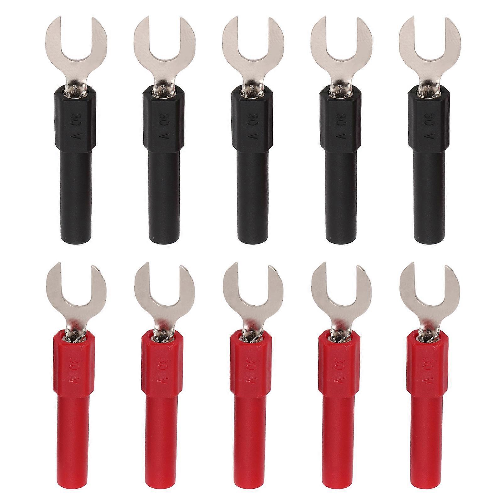10 stk. gaffelspadekontakter PVC messingmateriale 6 mm/0,2 tommer Y-type 4 mm/0,2 tommer hull U-type bananplugg maks. 10 A