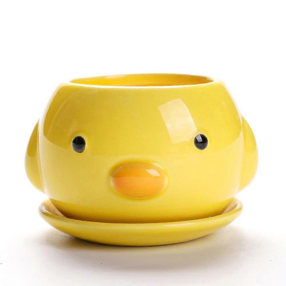 Duck Shaped Ceramic Succulent Pot With Tray, Small Size, Plant Not Included, Duck Planter For Succulents
