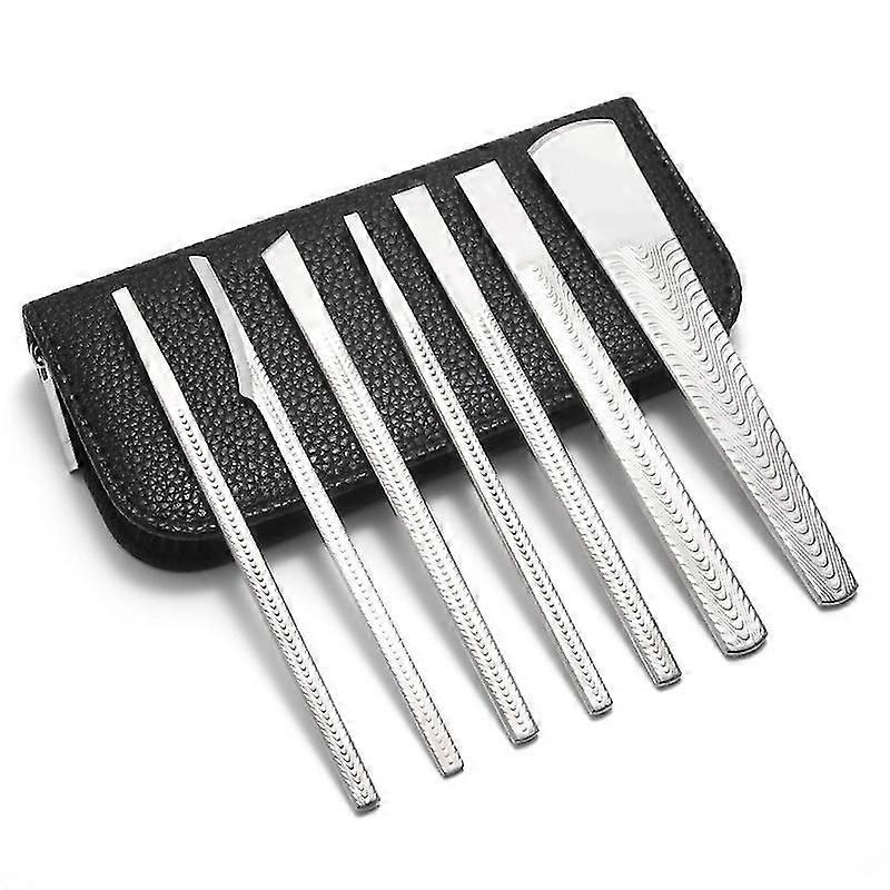 プロフェッショナルペディキュアナイフキット、プロフェッショナルステンレススチールプレーナーブレードカルスリムーバーペディキュア7ピースセット