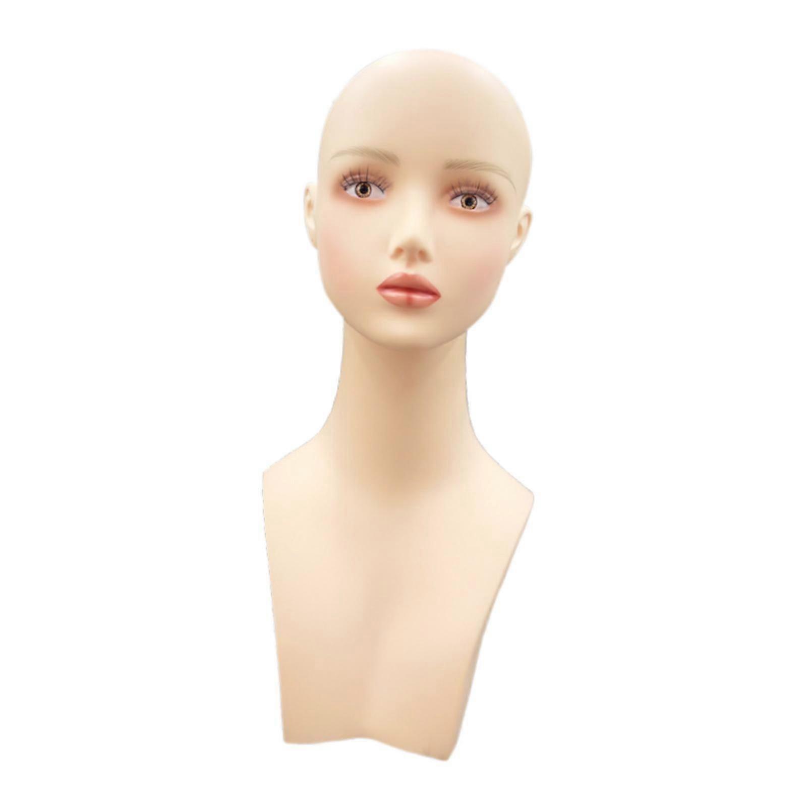 Skaldet mannequin hoved lang hals letvægts realistisk til paryk halskæde display stil a