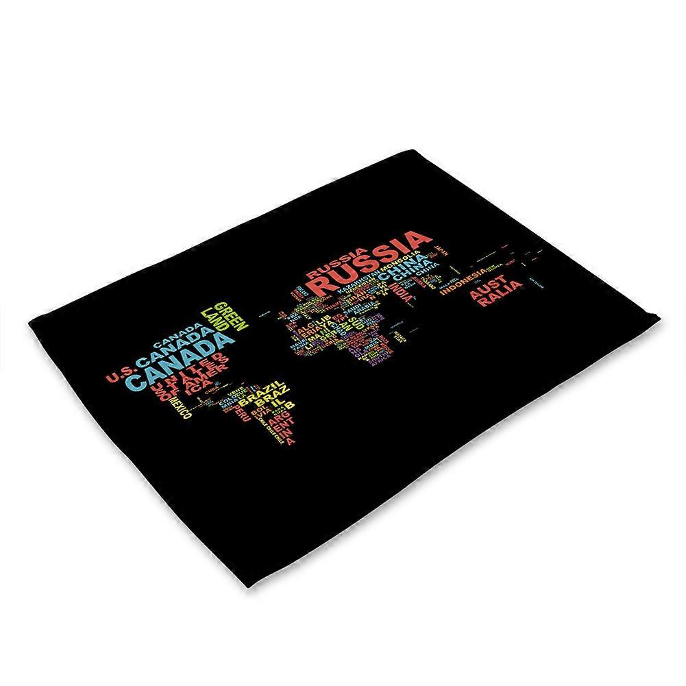 Retro World Map Print Anti-Slip Heat-insulation Placemat Bowl Plate Fork Table Mat(MS0028-5)