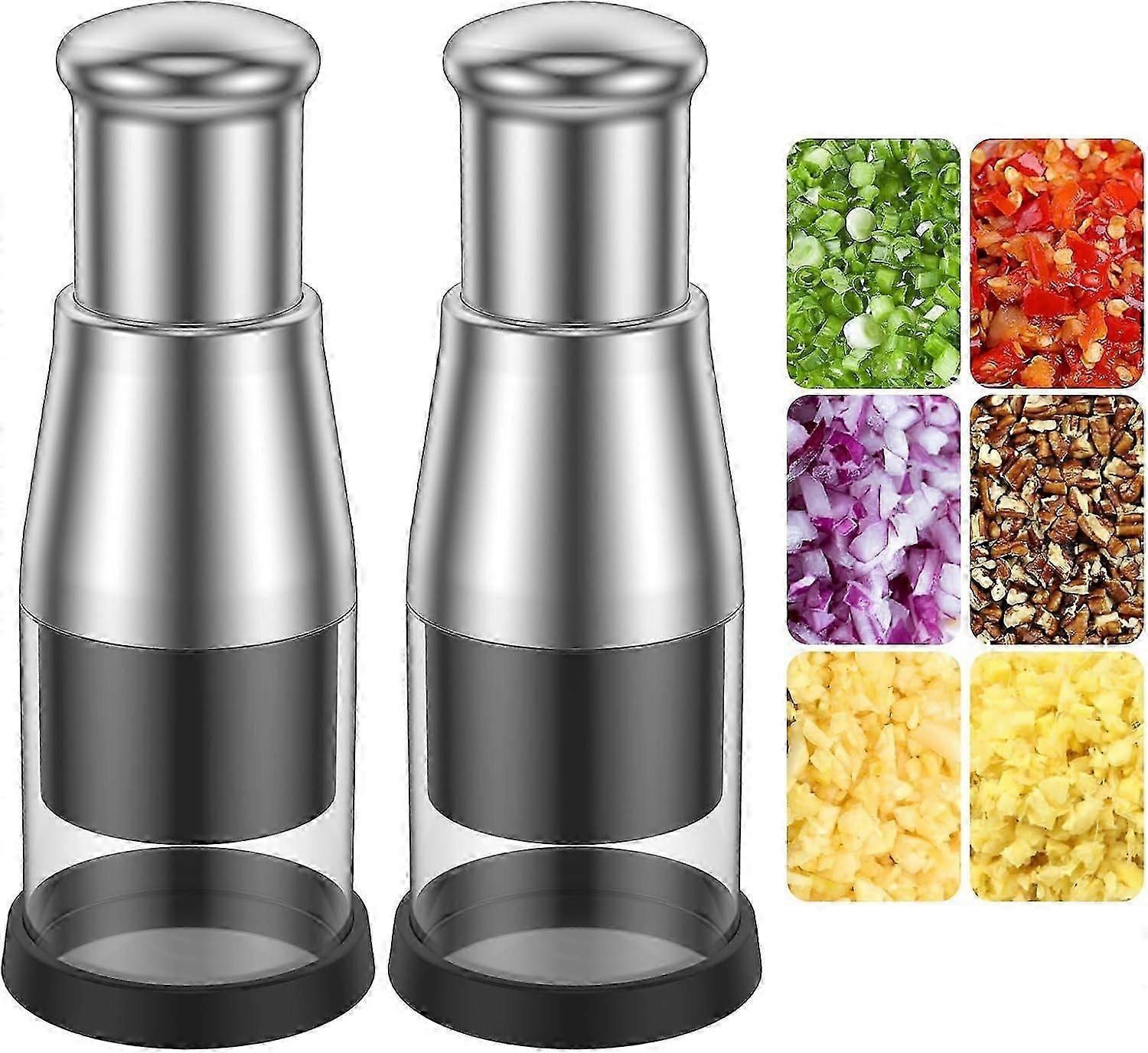 2Pcs Manual Pressed Chopper, Upgraded Multifunction Manual Garlic Press