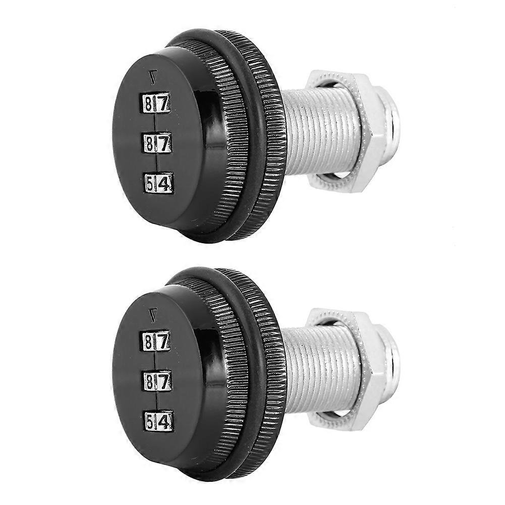 2pcs Zinc Alloy Mechanical Password 3-Digit Code Mailbox Cabinet LockBlack 30mm/1.18in