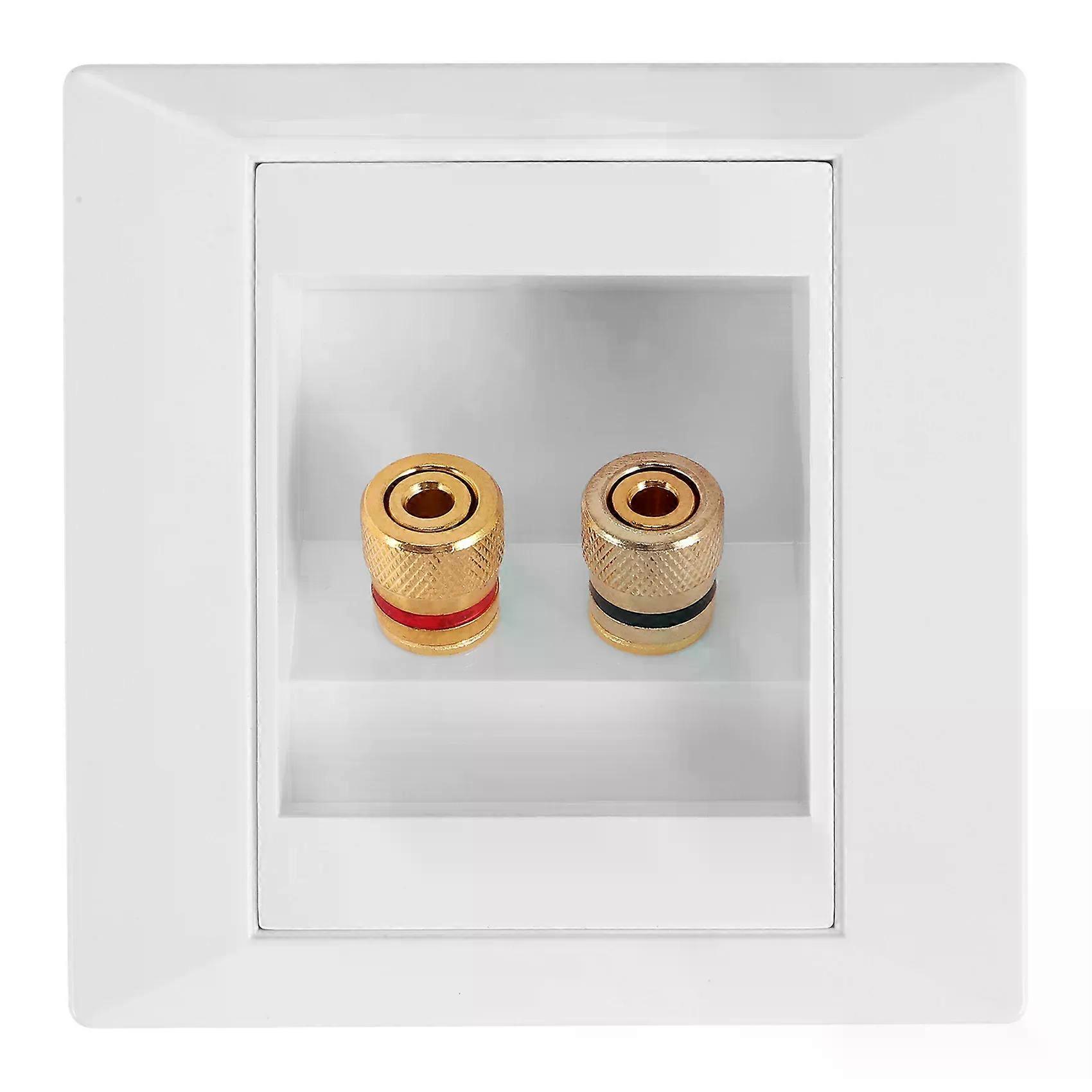 SODIAL(R)Wall Socket Connection Port with 2 Jack Speaker White