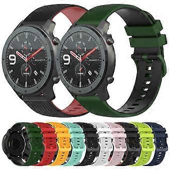 Voor Amazfit GTR 47 mm 22 mm geruite tweekleurige siliconen horlogeband