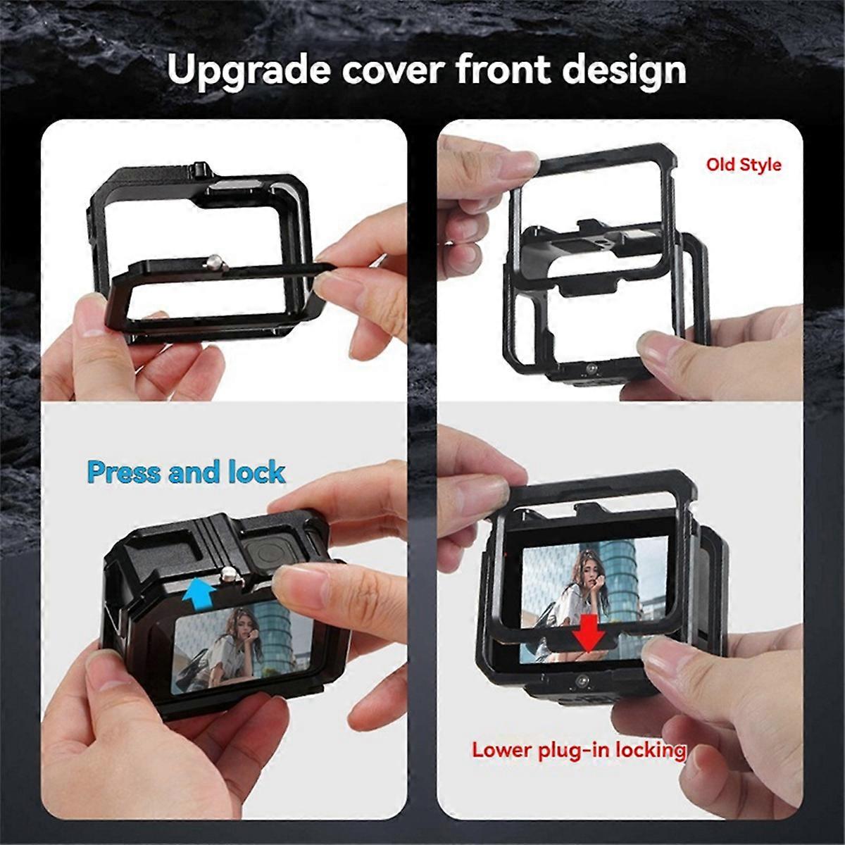 Magnetic Camera Cage Quick Release with Cold Shoe Mount Protective Frame Aluminium for 13/12/11 Action Camera