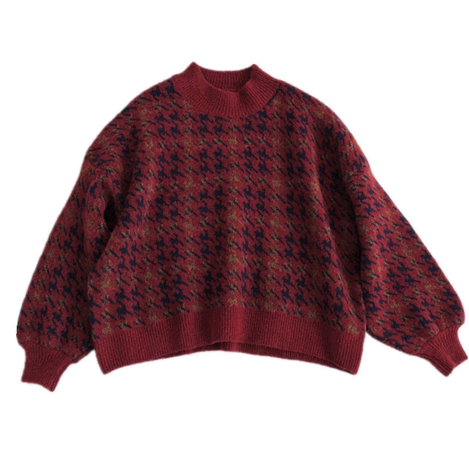 Women's Solid Long Sleeve Knit Crew Neck  Casual Pullover Sweater