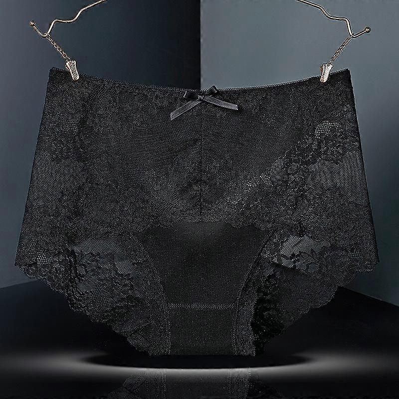 Women's Lace Panties Sexy Mesh Underwear Quality Health Knickers Playful Bow Decorate Transparent Comfortable Plus Size Briefs