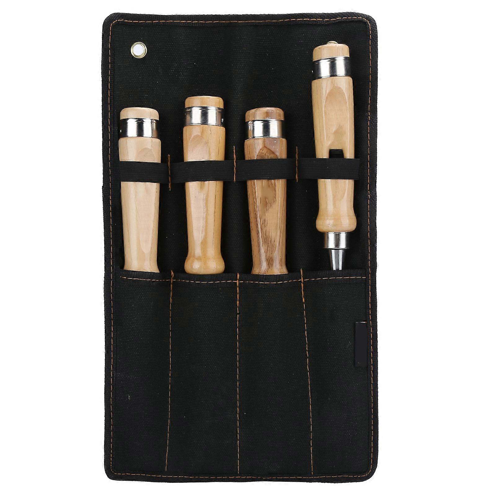 Wood Carving Chisel Set 4 Pcs Flat Blade DIY Hand Tool Chrome Vanadium Steel for Woodworking Crafts