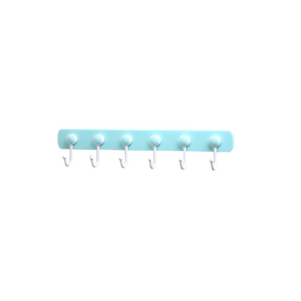 Adhesive 6-Hook Door Mount for Hanging Clothes, Hats and Towels in Kitchen and Bathroom