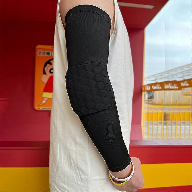 Single Basketball Honeycomb Arm Guard Elbow Guard Anti-collision High Elastic Breathable Quick-drying Polyester Extended Lycra Protective Gear.