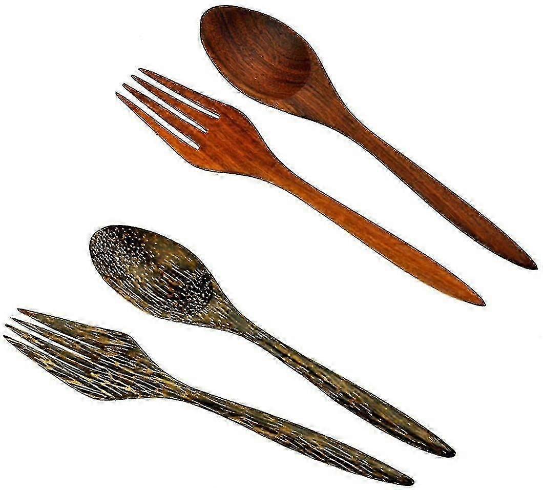 4 Piece Wooden Salad Spoon Reusable Wooden Fork Salad Servers,wooden Serving