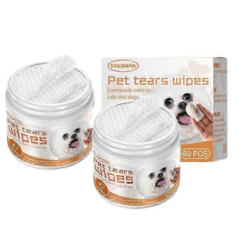 2X lingettes humides pour animaux de compagnie 60 unités pour chat Tampons de nettoyage des taches pour yeux de chien Tampons humides portables Remorquage