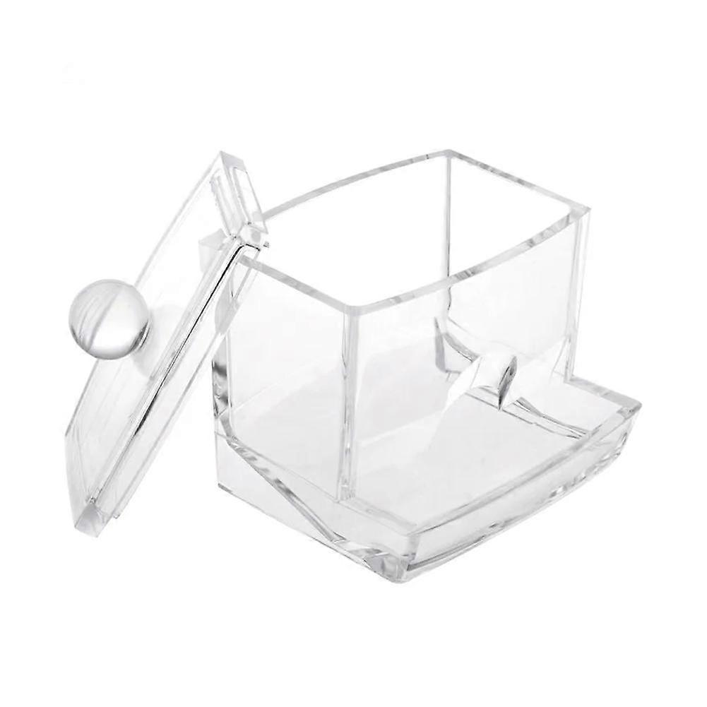 Clear Acrylic Cotton Pad Swab Q-tip Storage Bud Holder Case Cosmetic Makeup Box
