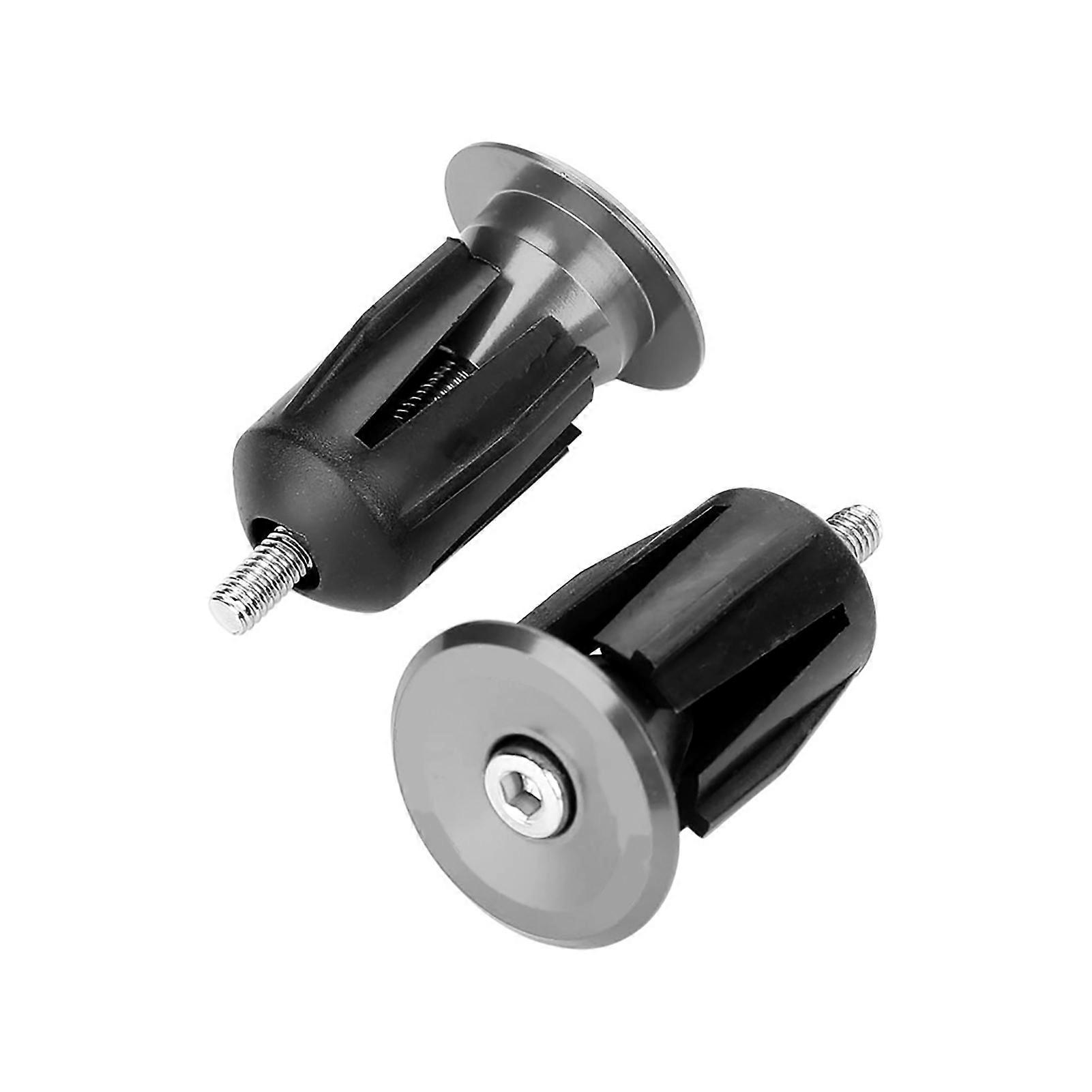 1 Pair Aluminum Alloy Bike Bicycle Handlebar Handle Grip Bar End Plug Cap Parts(Titanium Color)