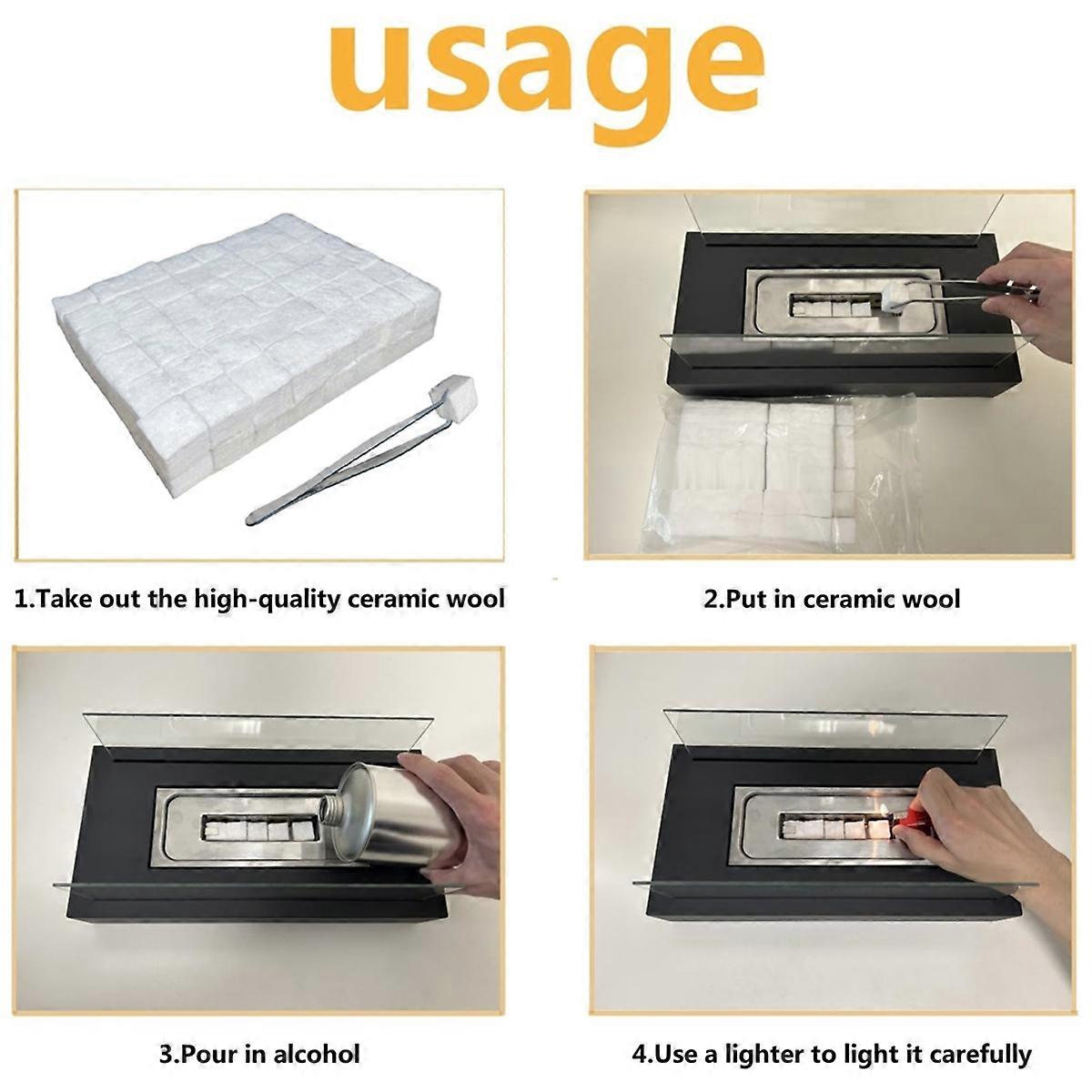 Small Ceramic Wool Wick for Tabletop Fire Pit, Carbon Felt Wick