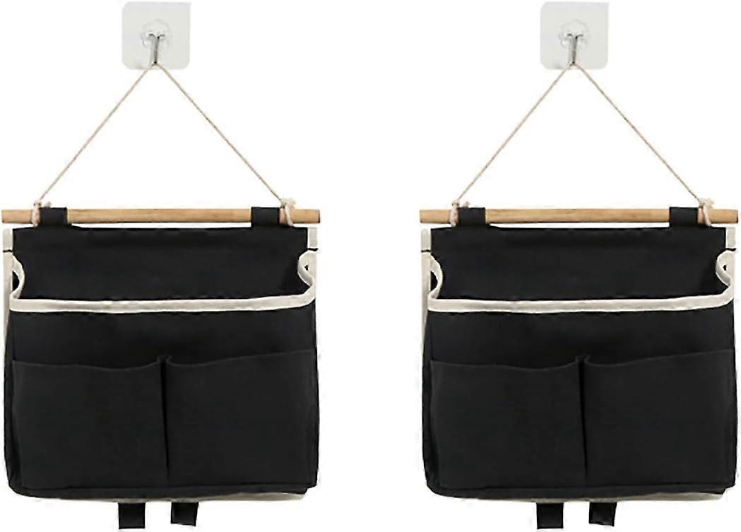 2 Pcs Bedside Caddy Organizer Over Door Hanging Storage, Cotton Fabric, Ideal for Bedroom and Living Room Use