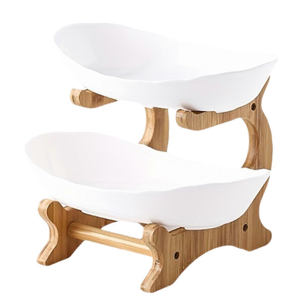 Fruit plate, living room kitchen snack plate, White double layer