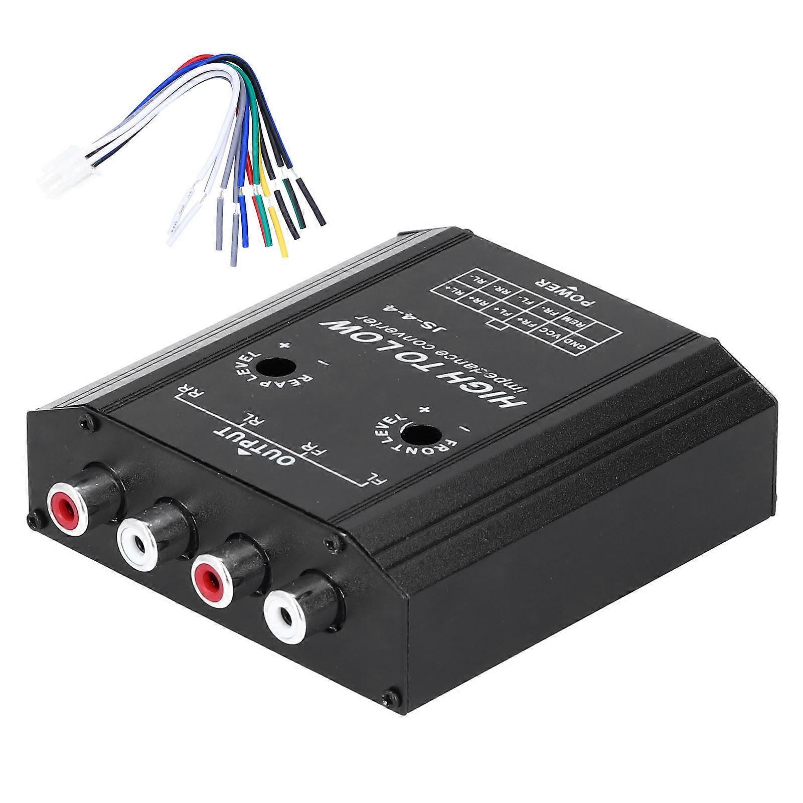 12V 4 Channel o Impedance Converter High to Low RCA Line Car Stereo Radio Speaker Frequency Filter