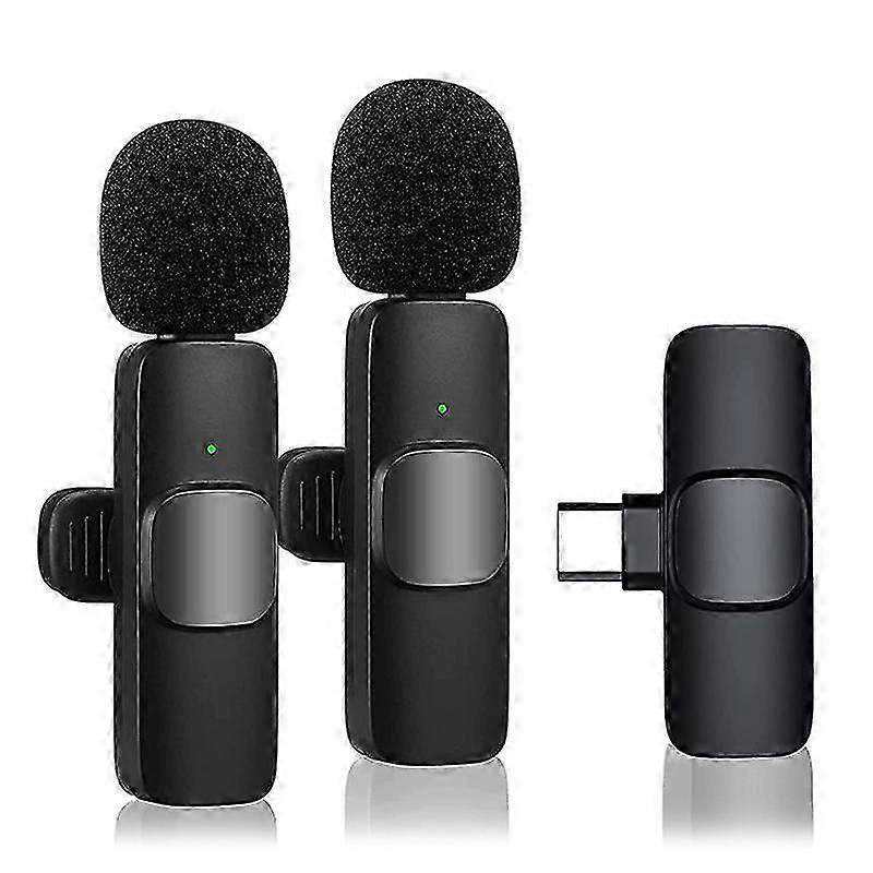 Trådløs Lavalier-mikrofon for USB-C, Plug and Play Støyreduksjon Auto Sync Lapel Mic Live Stre