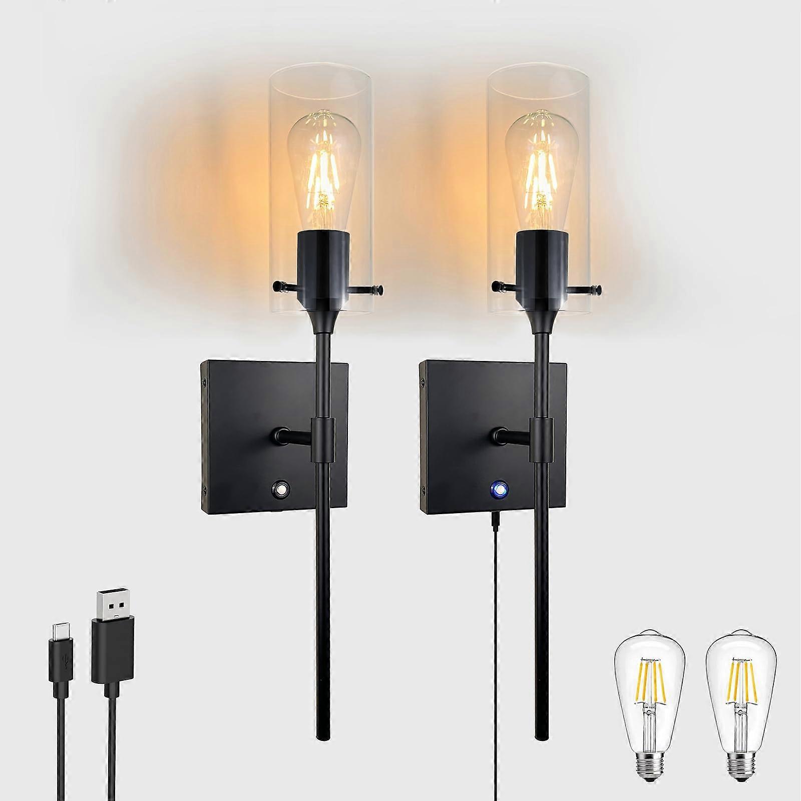 Dimmable Battery Powered Rechargeable Wireless Wall Sconce Set of 2 for Living Room, Modern Design, Warm White Light