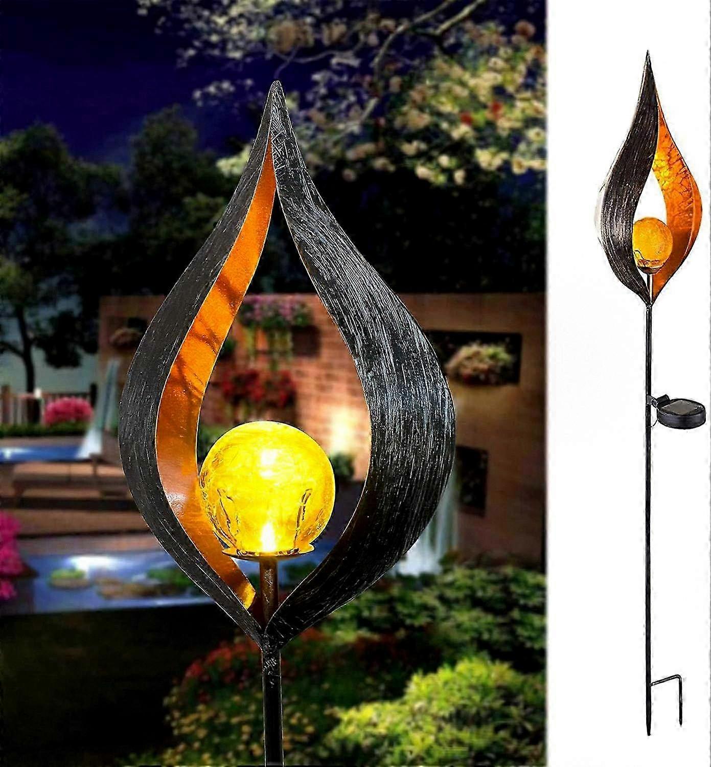 Solar Powered Garden Light, Elegant Outdoor Ground Lamp, Decorative Flame Moon Stake Light