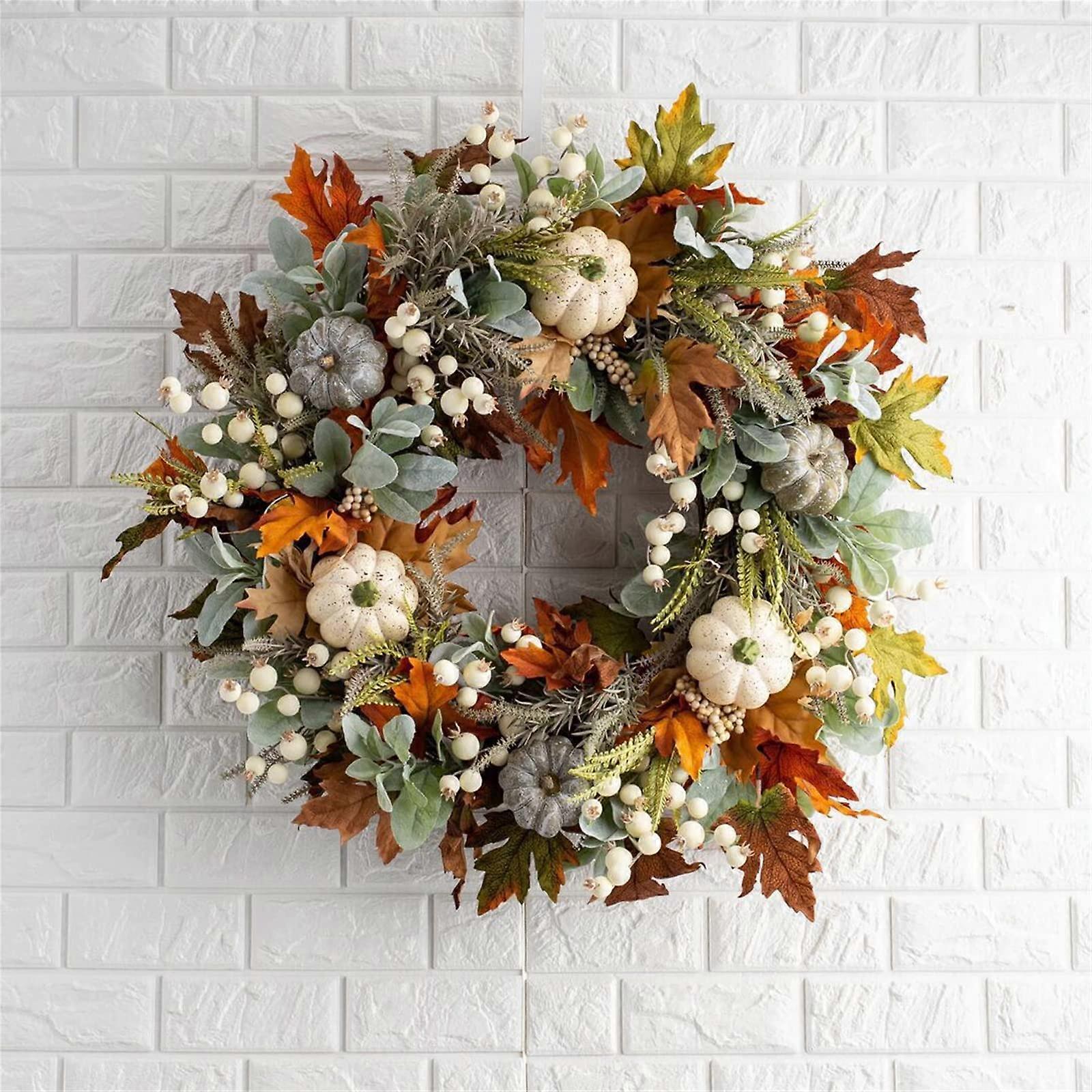 F Wreth Autun upkin Mpe Leves Hween Thnksgiving Decrtin fr Outdr Indr