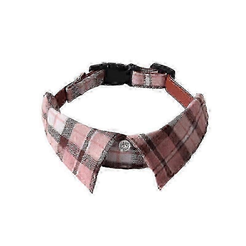 British Style Plaid Dog Collar with Button Design, Stylish Pet Accessory