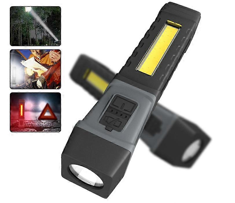 LED Torch Rechargeable, 5 Modes lighting Torch Flashlight with Magnetic Base & Clip, 90 Folding Portable Inspection Light(Black)