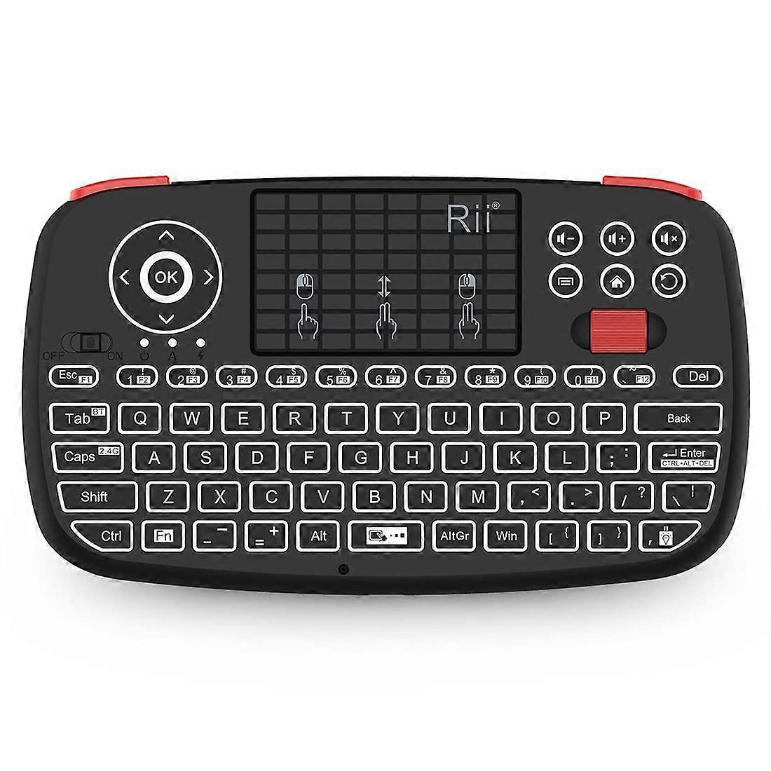 (Upgrade) i4 mini -bluetooth keyboard touch surface, 2.4G USB Dongle black illuminated wireless