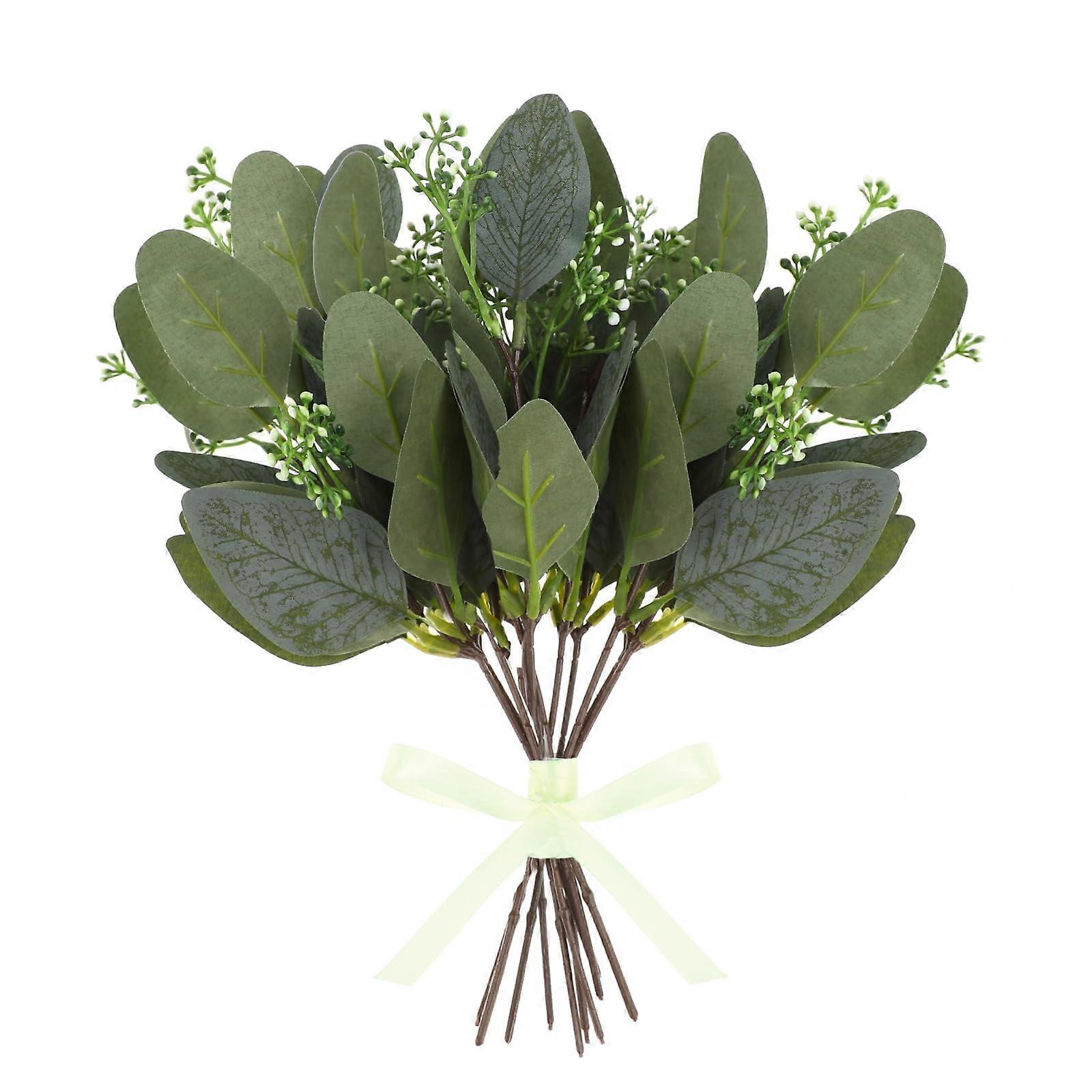 12 Pcs Eucalyptus Stems with Fruits, Faux Silver Dollar Eucalyptus Branches for Vases, Garlands, Bouquets Arrangement