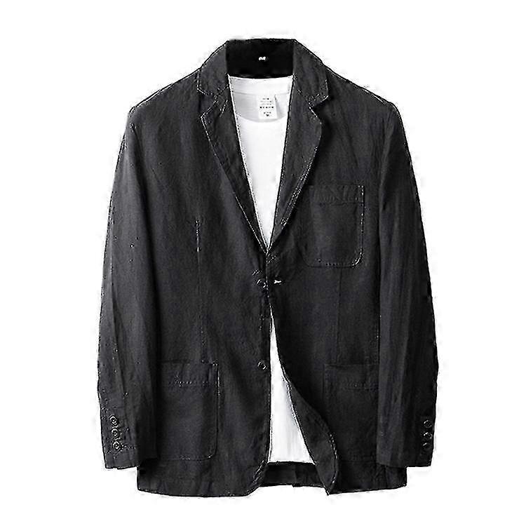 Men's Linen Blazer Two Button Lightweight Summer Jacket