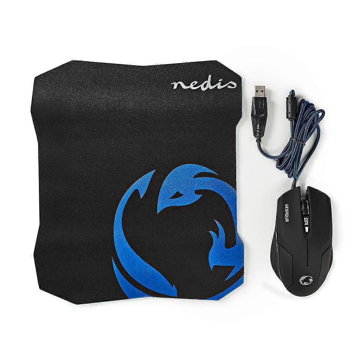 Pack Wired Mouse 6 Buttons 1600dpi and Non-slip Mouse Pad