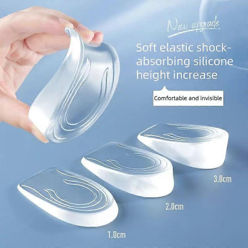 1 Dual Hidden Height Enhancement Insoles With Non-slip Silicone Heel Cushion For Men