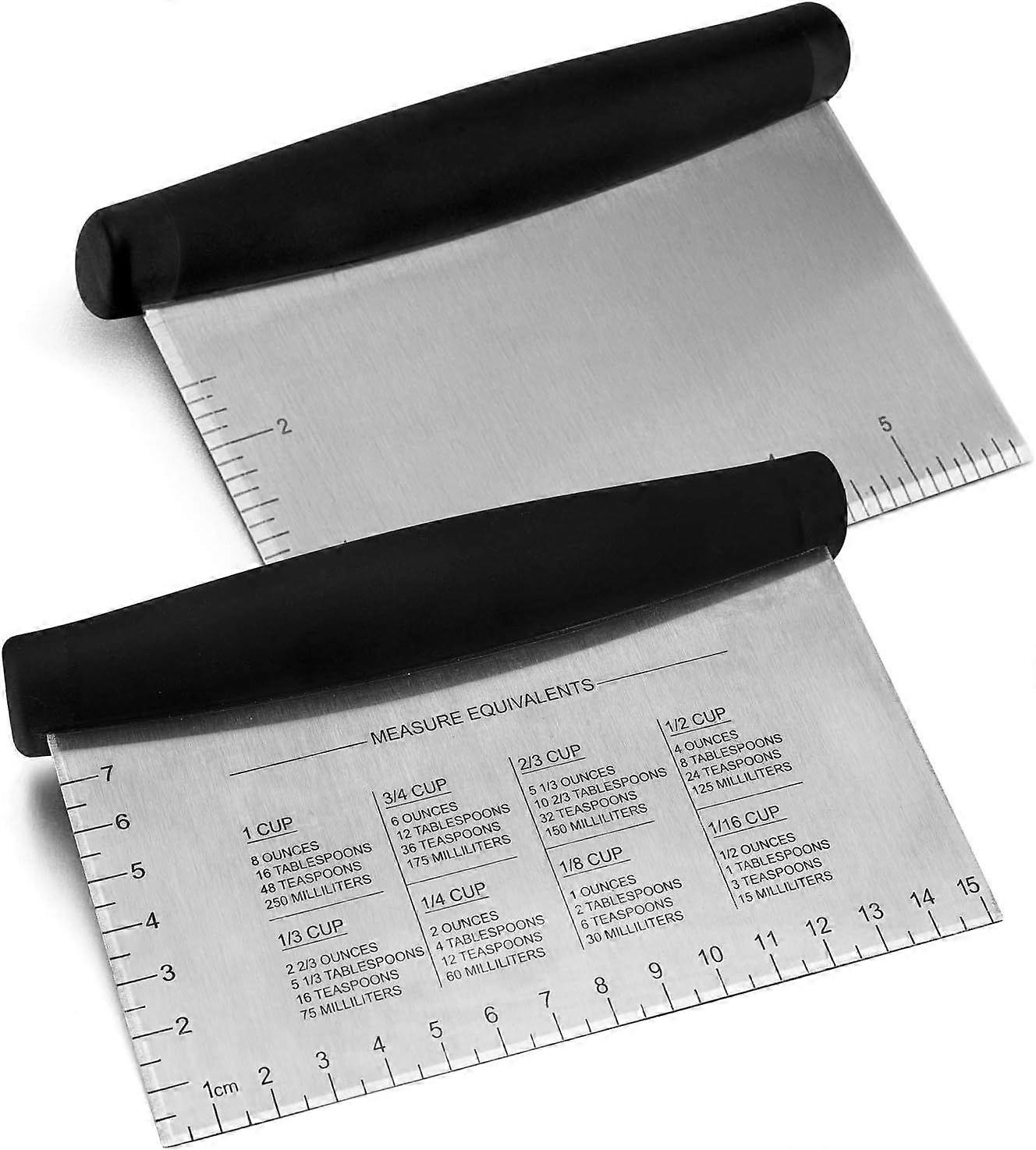 Metal Griddle Scraper Chopper, Stainless Steel Dough Bench Scraper Pastry Cutter with Measuring Marks, Multi-purpose Kitchen Tool for Flat Top Grillin