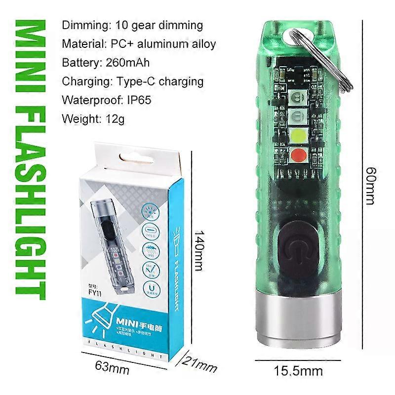 LED Mini Flashlight Type-C Charging Flashlight Mini Keychain Flashlight Waterproof Portable Magnetic Self Defense Camping Torch