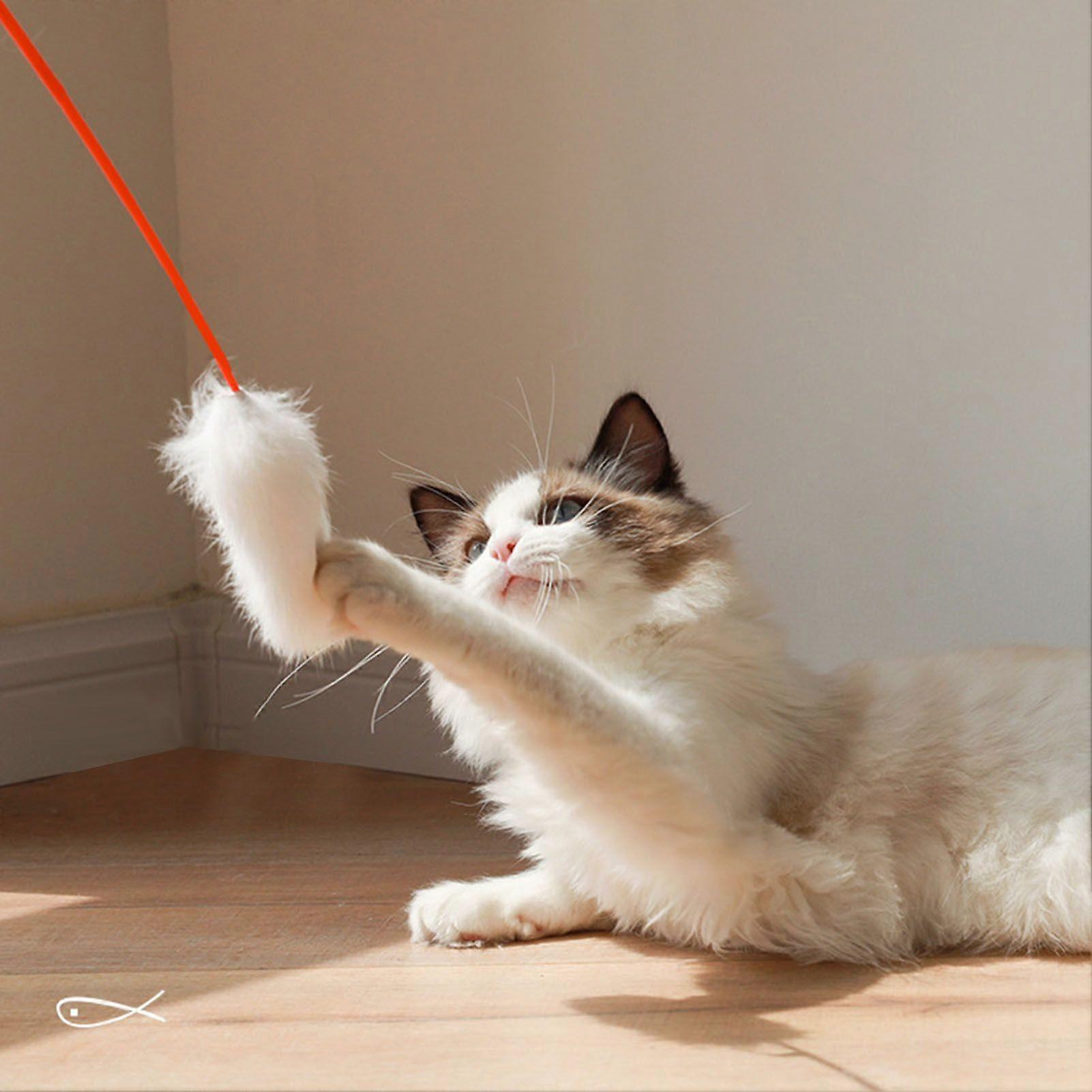 SSRGV Plush Cat Teaser Wand Bite Resistant Eco Friendly Hand Crafted Soft Flexible Plush Cat Toys for Training
