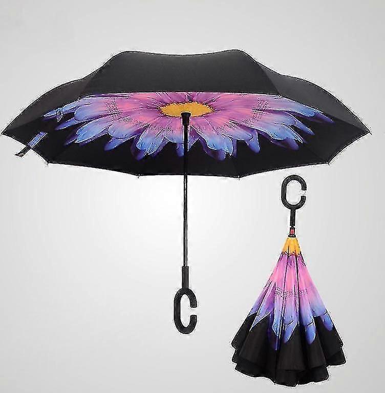 C Handle Umbrella Folding Rainproof Windproof Umbrella Double Layer Reverse