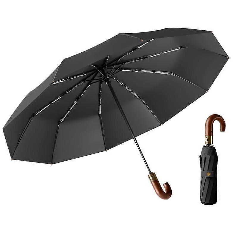 Automatic Opening and Closing Curved Handle Windproof Umbrella SU403US for Outdoor Walking, Compact and Lightweight Design
