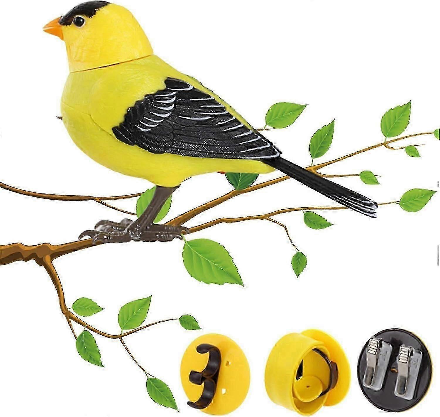 Electric Singing and Chirping Bird Toy,Realistic Cute Interactive Bird Toy and Decoration,Motion and Sound Activated Battery Operated Simulation Bird