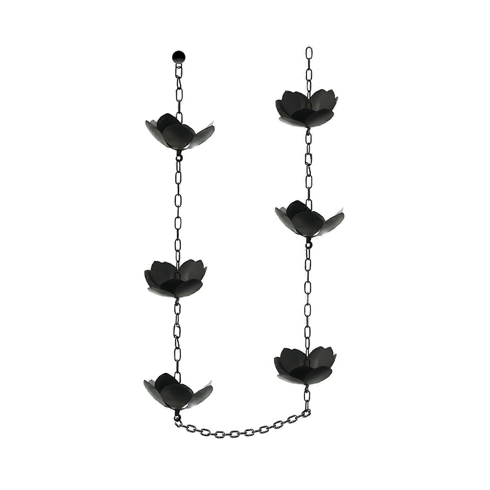Gutter Chain with Adapter Flower Rain Chain Cups Gutter Downpipe Water House Indicator Adjustable