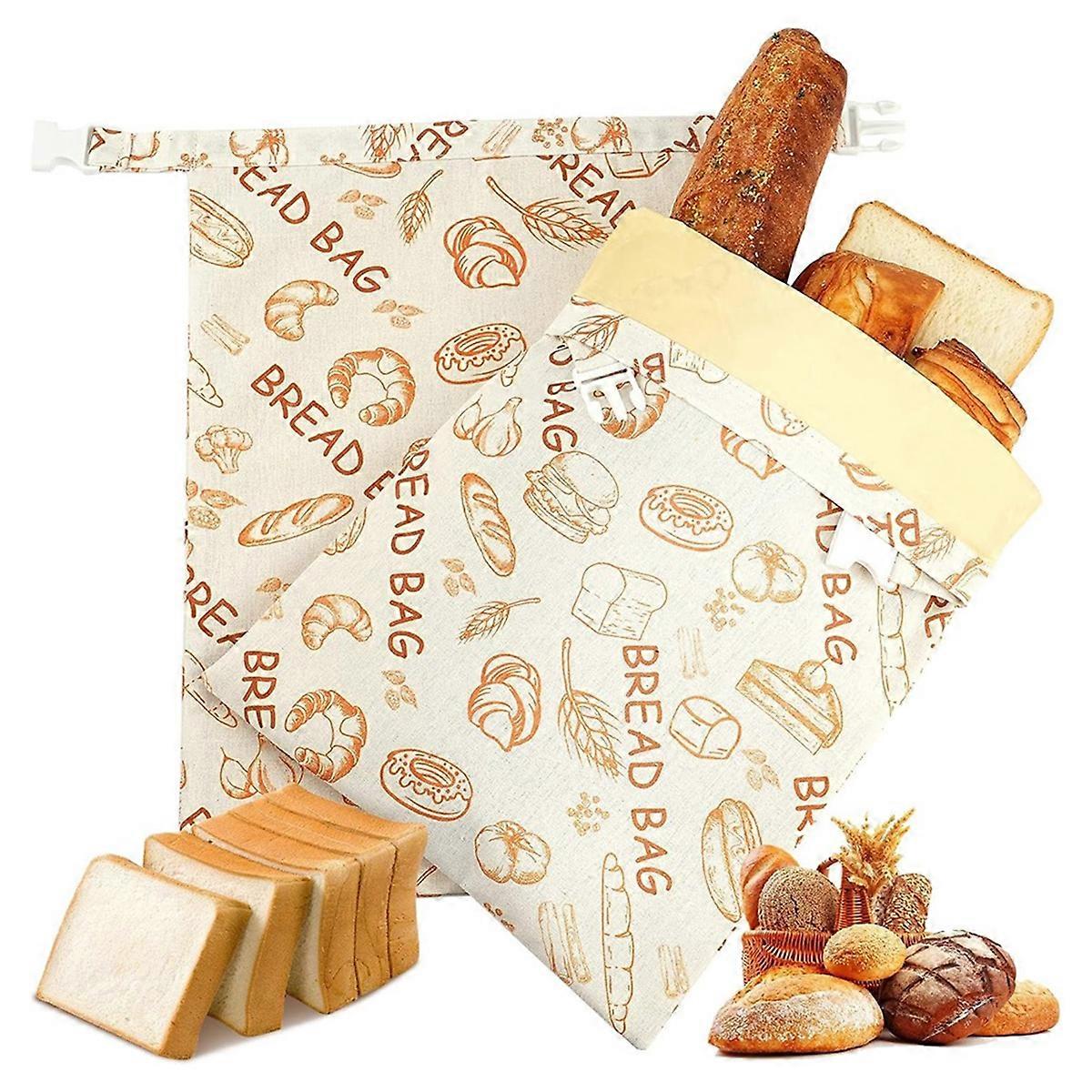 Reusable Beeswax Bread Bags(2 Pack), Beeswax Bags for Sourdough/Homemade Bread, Natural Cotton Bees