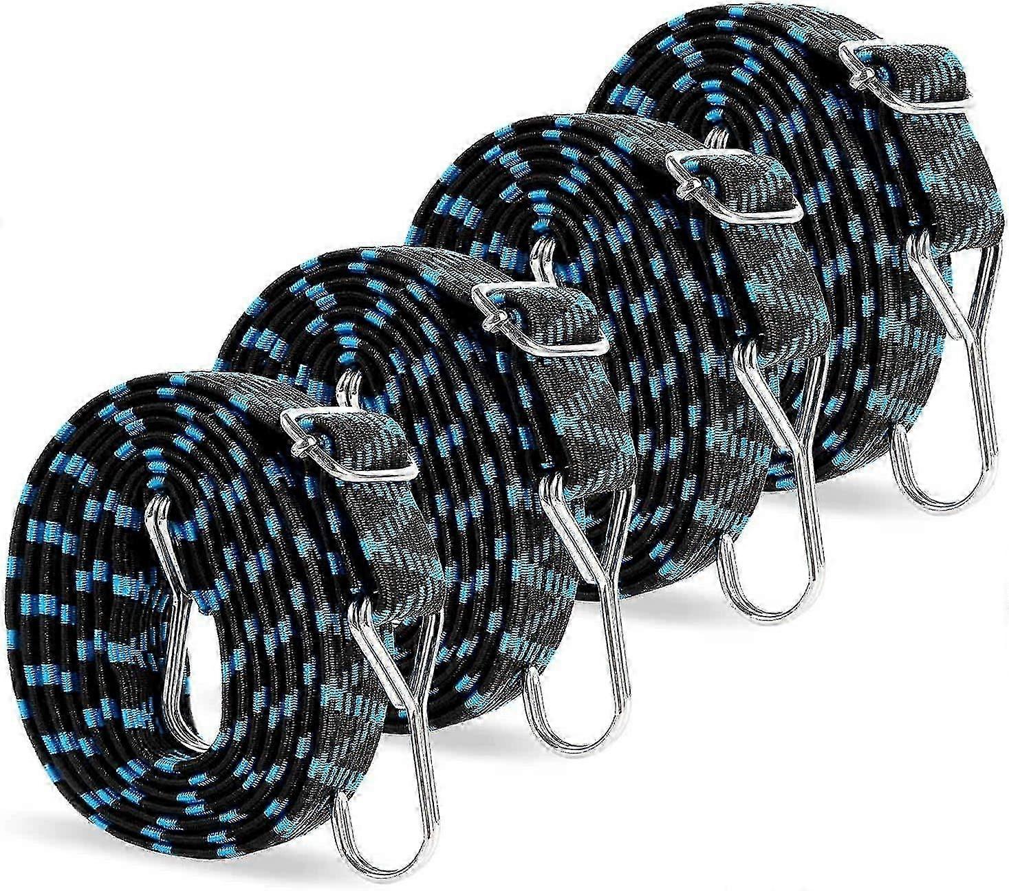 Adjustable Elastic Bungee Cord with Metal Hooks, 2m Flat Tensioners, Suitable for Various Applications and Uses, Elastic Rope