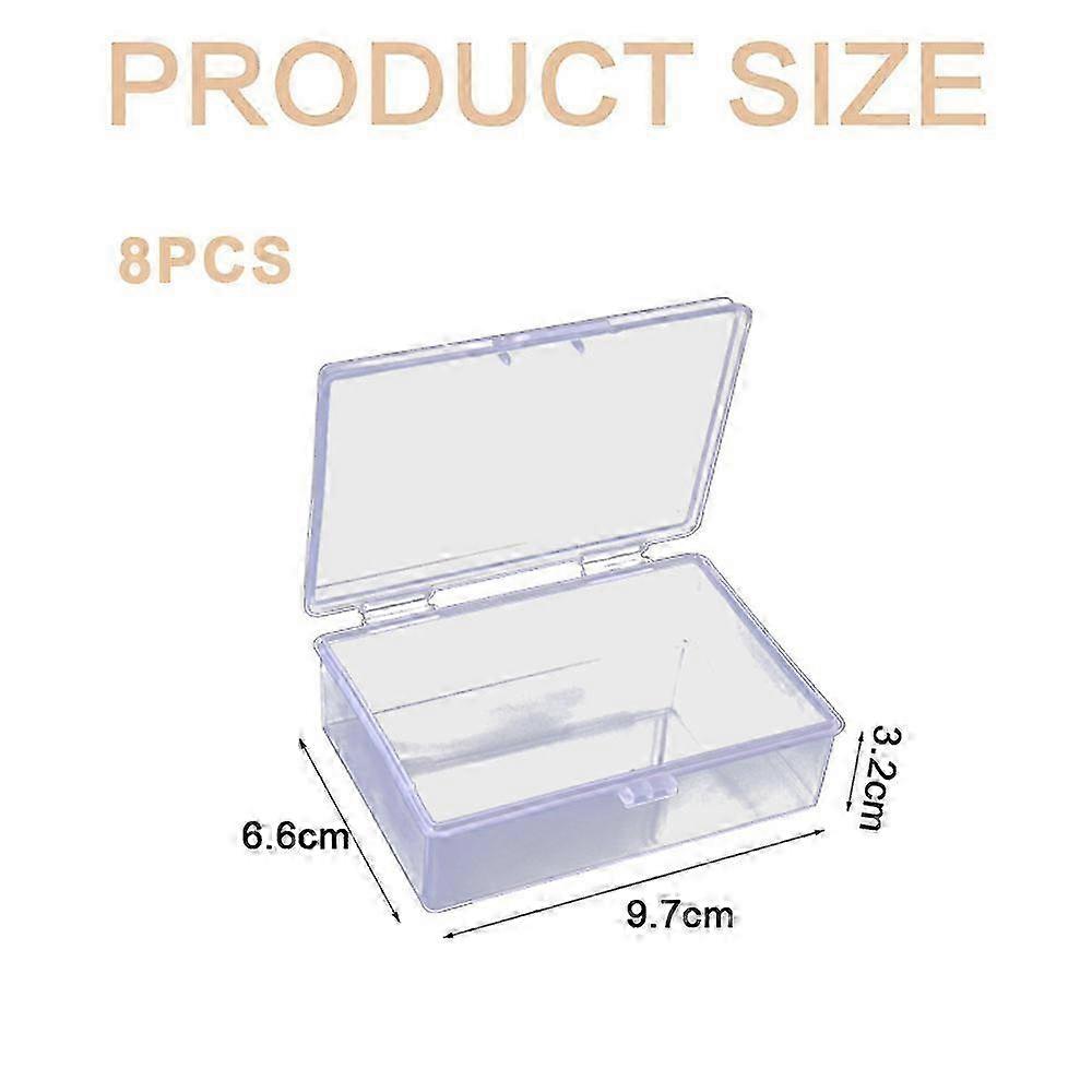 2025 Clear Rectangle Mini Storage Containers Box with Lid for Accessories,Crafts,Screws,Battery,9.7*6.6*3.2cm, Pack of 8