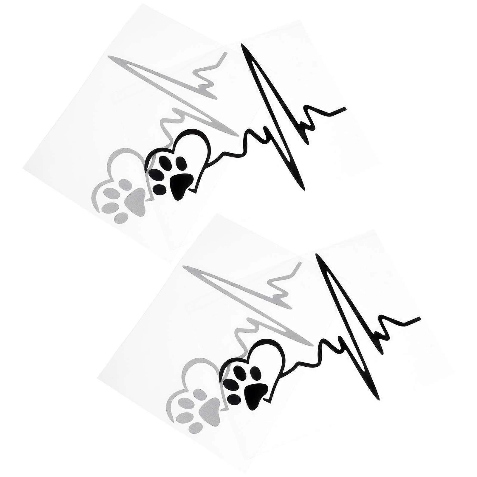 4pcs Heartbeat Dog Paw Print Car Stickers Durable Vinyl Auto Decals for Unique Vehicle Styling Easy Application