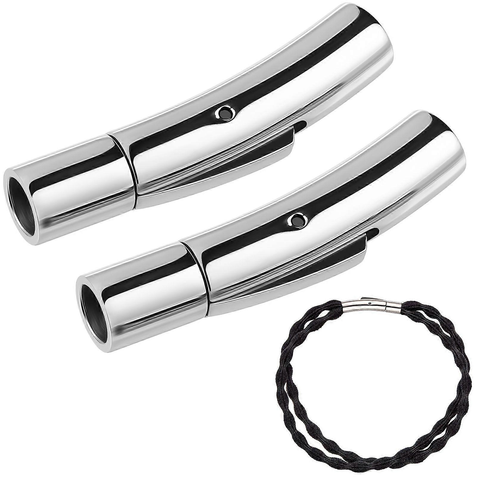 2 Pcs Stainless Steel Clasps Cord Ends Fit for Diameter 4mm Round Cord for Making Bracelet