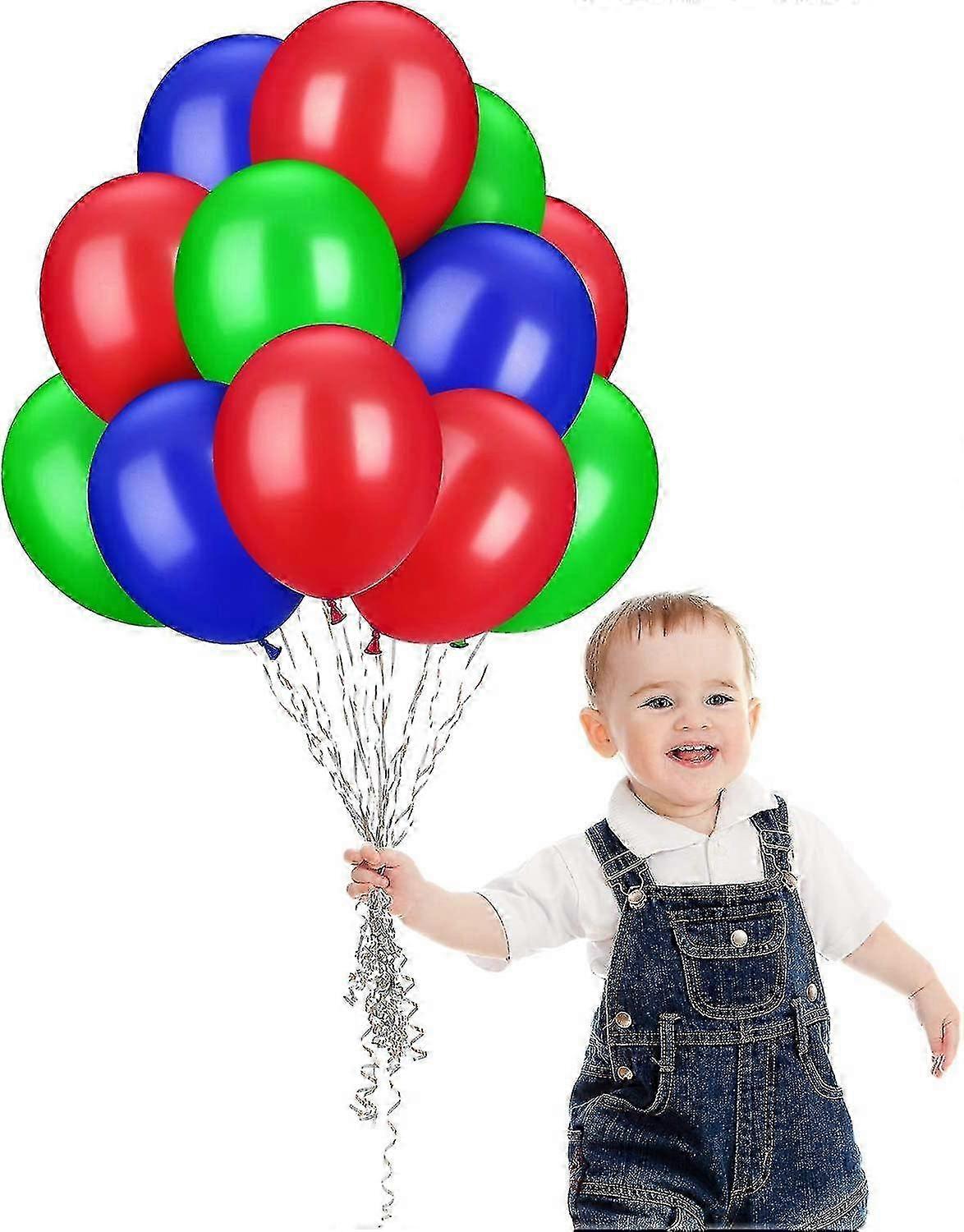 100個12インチラテックスバルーン結婚式の誕生日パーティーの装飾用(青、赤、緑)
