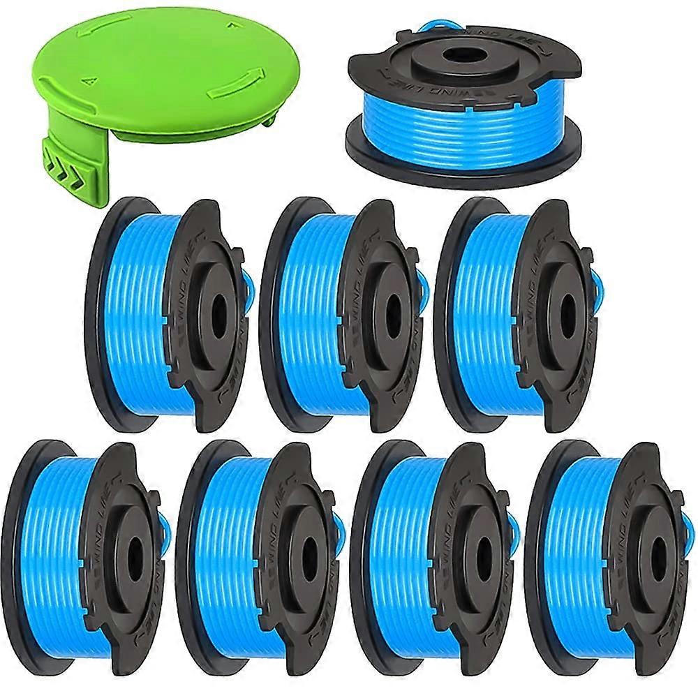For Greenworks Lawn Mower 8 Line Spools + 1 Spool Cap, 29252 29092