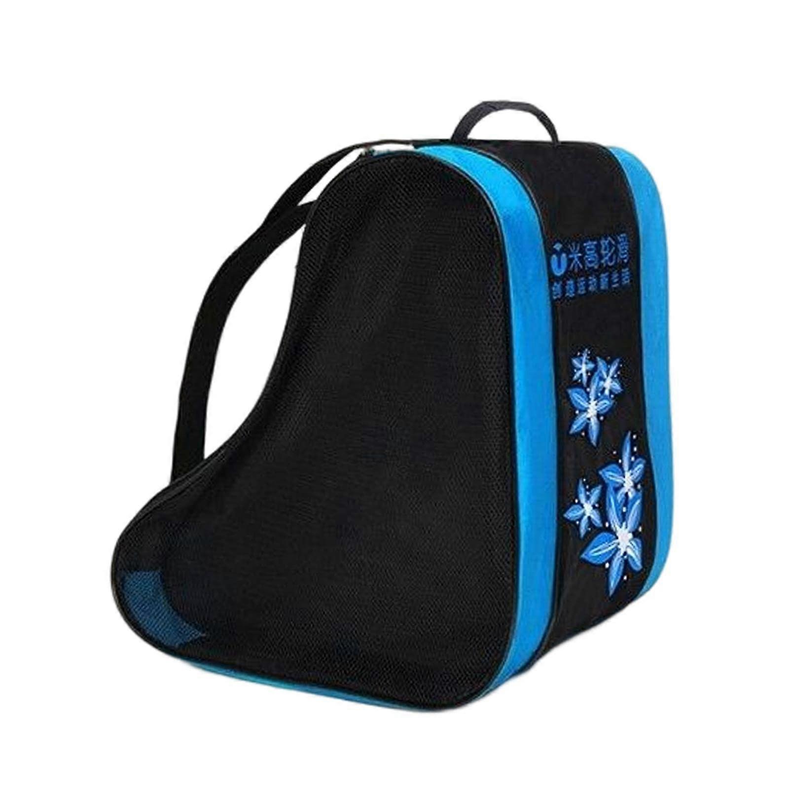 Multiple Pockets Roller Skate Bag with Adjustable Shoulder Strap for Kids and Adults - Blue Skating Shoes and Ice Skates Storage
