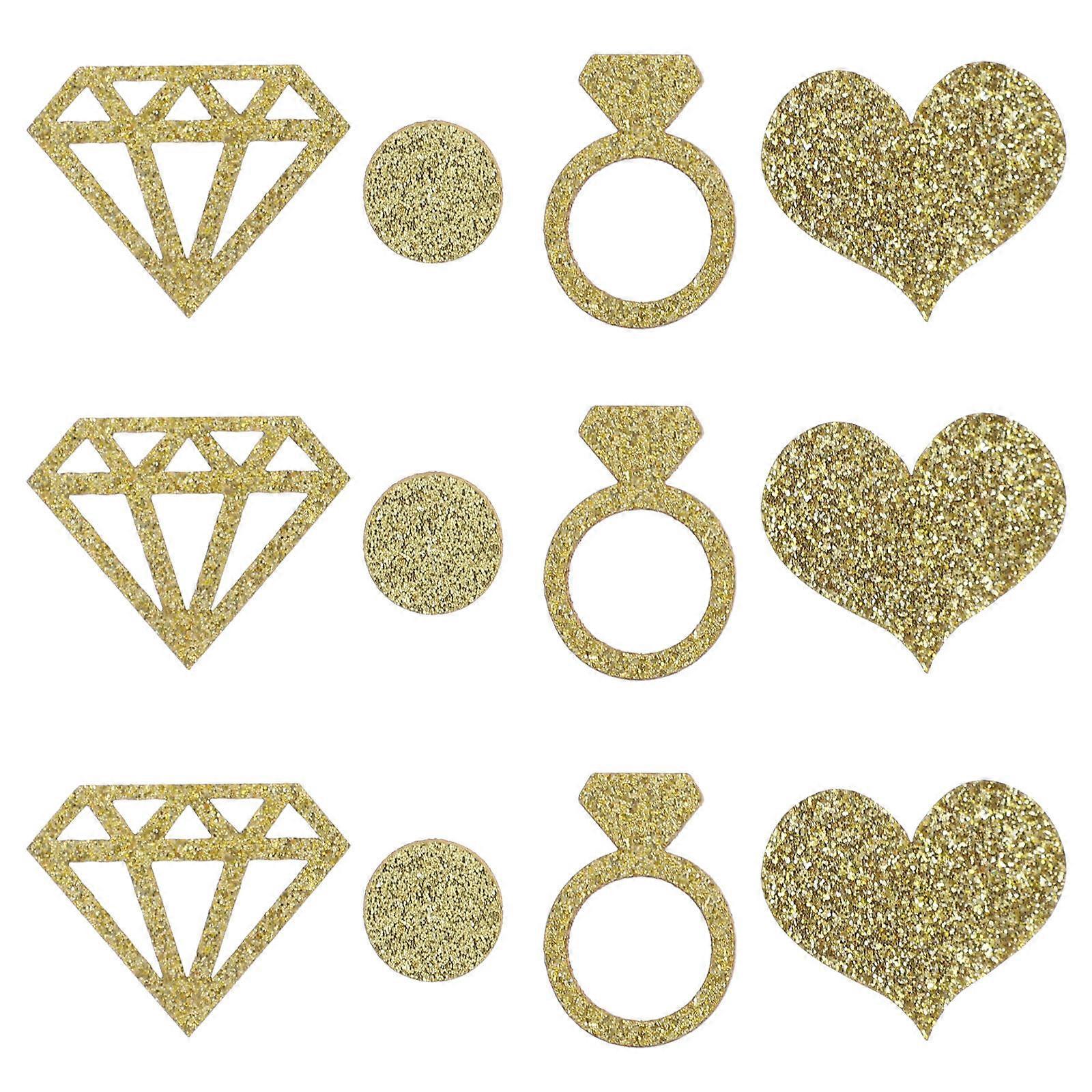 Wedding Confetti Ring Shape Golden Decorative Desktop Decors 3x2.5cm 2Pcs